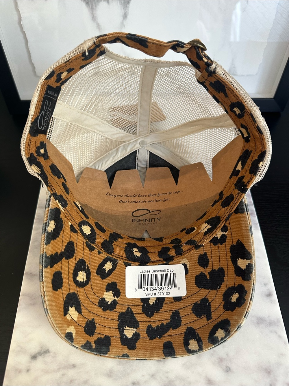 NWT Women’s Leopard Print Hat Cap - Washed Charcoal/Black/Tan - Picture 4 of 5
